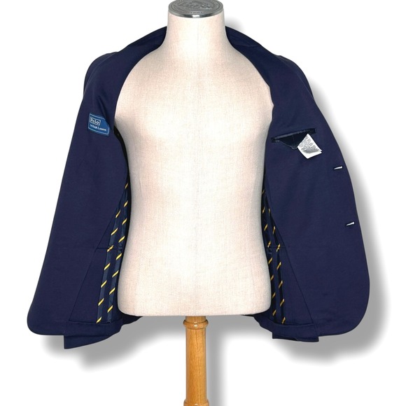 Polo Ralph Lauren Boys Navy Blue Knit‎ Two Button Blazer Jacket - Picture 3 of 9